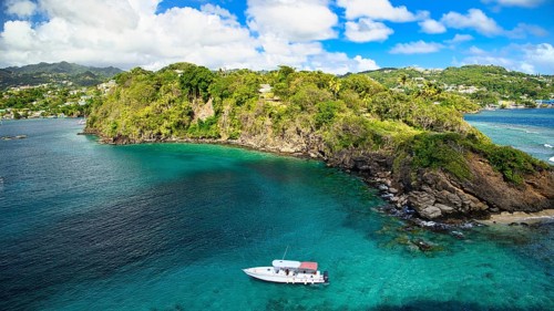 A view of Fort Duvernette a defensive structure on Saint Vincent and the Grenadines