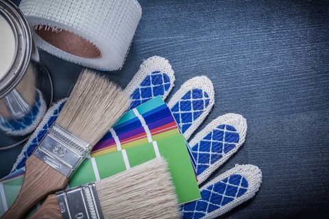 Paintbrushes can color sampler safety gloves household tape