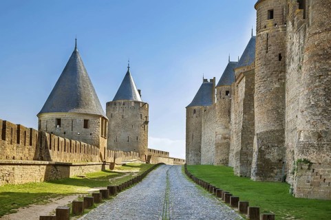 Cite de Carcassonne is a medieval citadel located in the French city of Carcassonne. Towers and