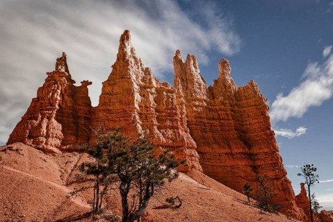 Giant natural amphitheaters along the eastern side of the Paunsaugunt Plateau. Mormon pioneers in