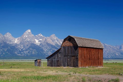 The iconic John Moulton homestead in Grand Teton in Wyoming in USA