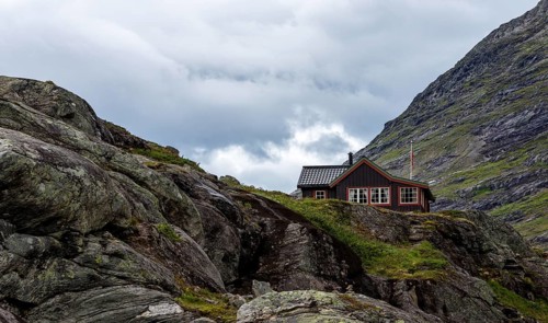 View of the Norwegian mountains in the Trollstigen region