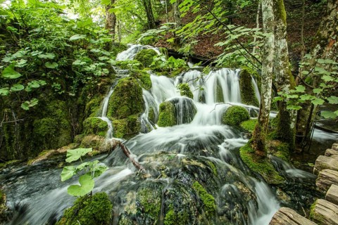 Scenic water landscape at Plitvice Lakes National Park in Croatia
