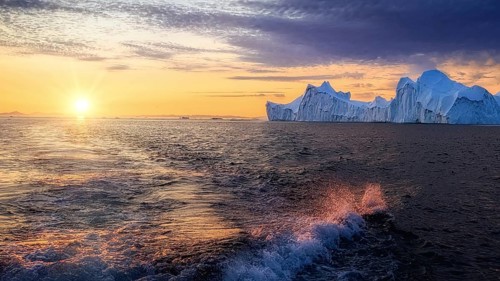 Greenland Ilulissat glaciers at fjord Disco Bay West Greenland