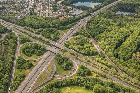 Gremberg motorway junction in Cologne with the A4 and A559