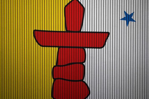 Nunavut Flag painted on the cracked grunge concrete wall