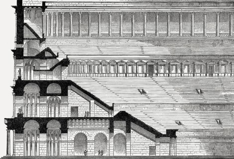 Reconstruction of the Colosseum in ancient Rome