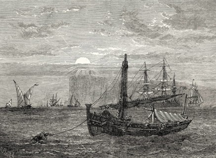 Historical view of Cape Trafalgar, Province of Cádiz, Spain, 18th century, From British Battles on