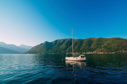 Yachts and boats in the Adriatic Sea, in Montenegro