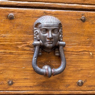 Close up of rustic old door in Spoleto, Italy