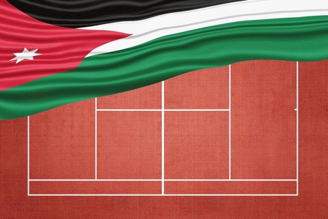 Jordan Flag on Clay Tennis Court, Sports Symbol