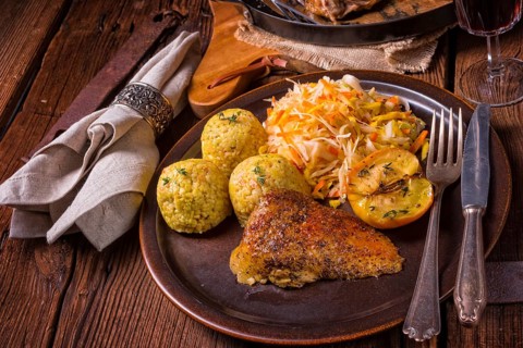 Roast duck with dumplings