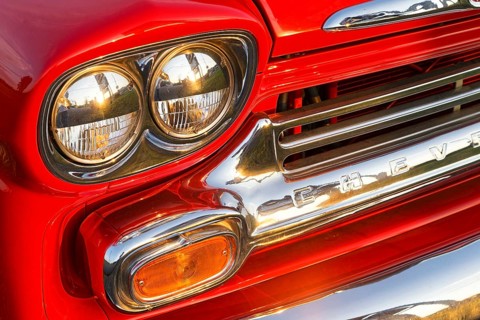 Automobile, red vintage truck, Province of Quebec, Canada