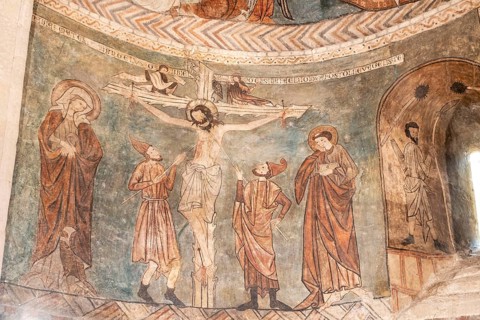 Calvary with a crucified Christ, Gothic paintings, Church of San Martín de Tours, Gazeo, Álava,