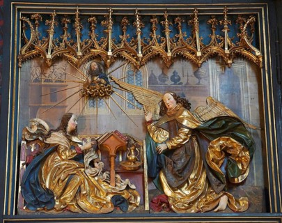 Part of the St Vitus Stoss Altarpiece in St Mary's Church in Krakow: Annunciation