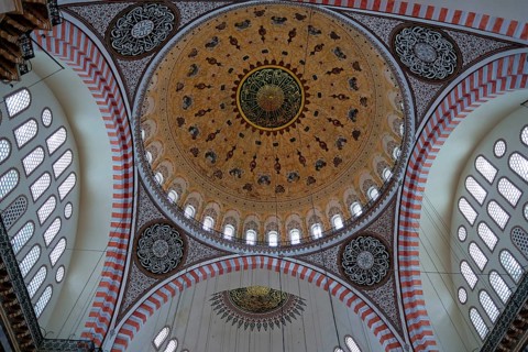 ISTANBUL, TURKEY, MAY 28 : Interior view of the Suleymaniye Mosque in Istanbul Turkey on May 28,