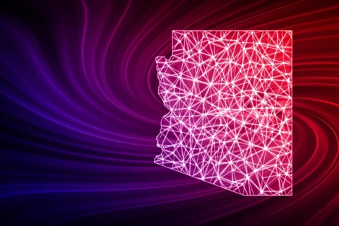 Map of Arizona, Polygonal mesh line map, modern map