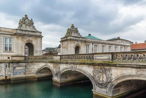 Marble Bridge and the pavilions near Christiansborg Palace in Copenhagen, Denmark