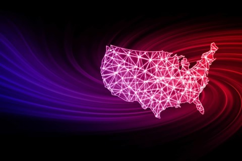 Map of United States, Polygonal mesh line map, modern map