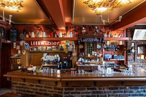 Valkenburg, Limburg, The Netherlands, 04 05 2022, Traditional wooden interior design of the Cafe