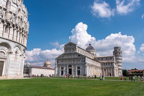 Cathedral, baptistery and famous leaning tower of Pisa, Italy