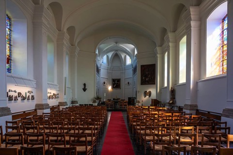 The Saint Catherine church of the village of Bonlez, Chaumont-Gistoux, Belgium, SEP 22, 2024