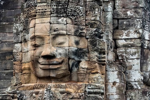 Buddha faces, Bayon Temple, Angkor Wat, Cambodia, Southeast Asia
