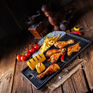 Rustic Grilled chicken wings, legs, and spicy corn