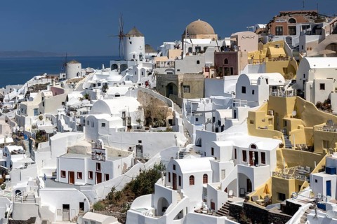 Oia, Santorini, Cyclades Island, Greece, 20 May 20, 2025, view from Londsa Castle < english> Oia,