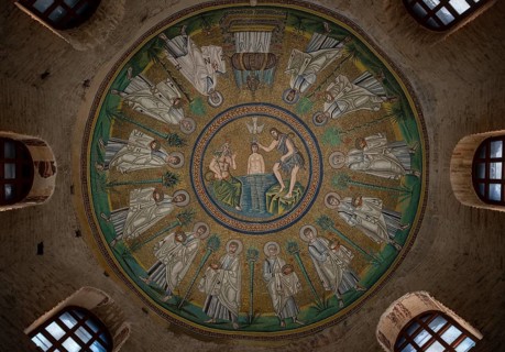 Ravenna, Baptistery of the Arians, Battistero degli Ariani, Arian Baptistery, view of the dome