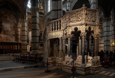 Siena, Duomo Santa Maria, interior, pulpit 1266-1268 by Nicola Pisano