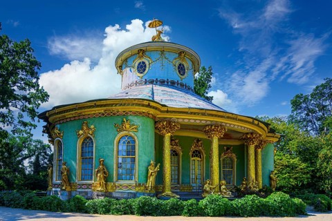 Chinese tea house is in the beautiful Sanssouci Park. In beautiful summer weather