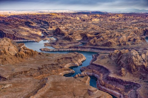 Meandering Waters of Glen Canyon, Aerial image, Lake Powell, USA