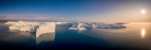 Greenland Ilulissat glaciers at fjord Disco Bay West Greenland