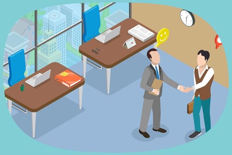 3D Isometric Flat Illustration of Job Offer, A Person Obtaining Employment