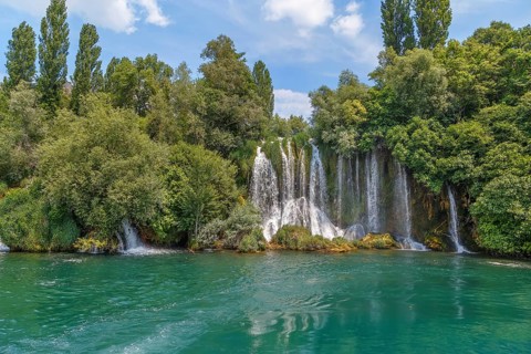 Roski slap is big waterfall in Krka national park, Croatia