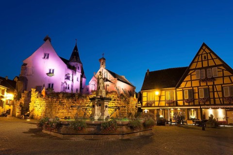 Nightfall in Eguisheim, Haut-Rhin, Grand Est, France
