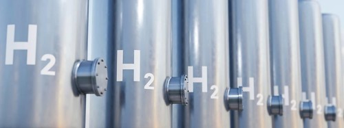 A modern hydrogen tank for renewable energy. 3D illustration