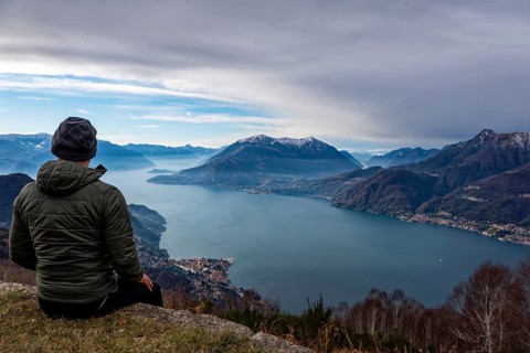 Landscape of Lake Como from Camaggiore Alp in Valsassina