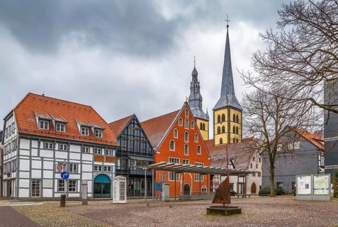 Square in Lemgo historical center, Germany