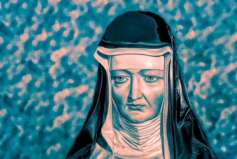 Figure of Hildegard of Bingen, Sibyl of the Rhine, 1098 – 1179, German Benedictine abbess and