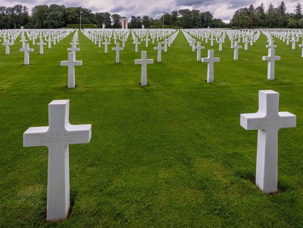 Crosses for fallen soldiers at Luxembourg American Cemetery, Hamm, Luxembourg