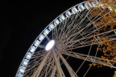 Ferris wheel at the Christmas market, night shot, Roermond, Netherlands
