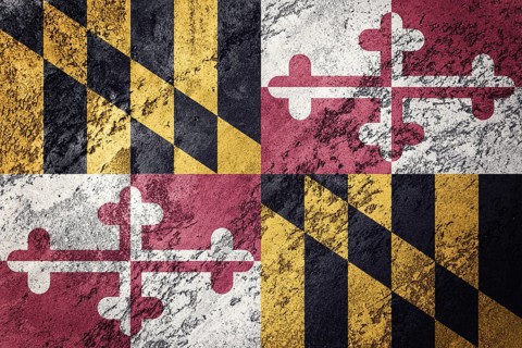 Grunge Maryland state flag. Maryland flag background grunge texture