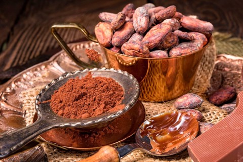 Chocolate cocoa and cocoa beans