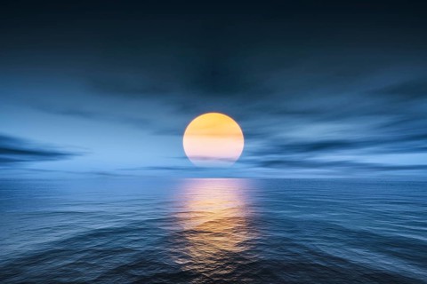 A great sunset over the ocean 3d illustration