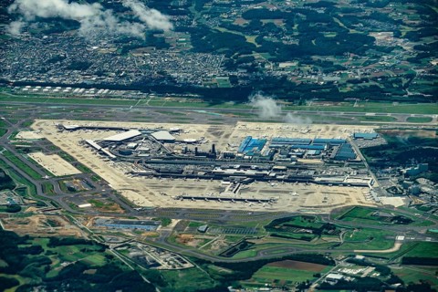 Narita International Airport (taken from an airplane). Shooting Location: Chiba Prefecture