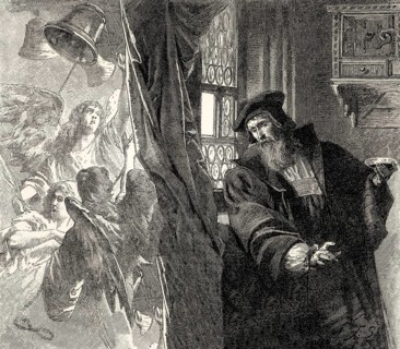 Faust, The ringing of bells, and choral voices, first part of the tragic play Faust by Johann