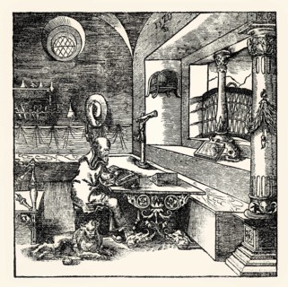 Saint Jerome, Biblia dudesch by Ludwig Trutebul, 1520, facsimile of the 19th century