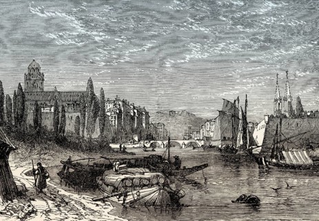 Historical view of Bayonne, early 19th century, department of Pyrénées-Atlantiques,